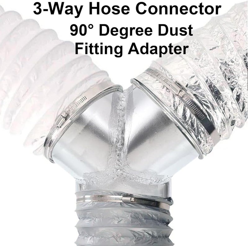LEPEVNEY 5" to 5" Y Shape Duct Splitter Adapter 90° Degree Dust Fitting, 3-Way Hose Connector for Exhaust Fan, Dryer Vent & HVAC Ventilation System - Image 3